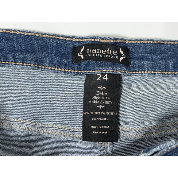 NWT - Nanette Lepore Jeans Women's Size 24 Blue Belle High Rise Ankle Skinny - Picture 5 of 10